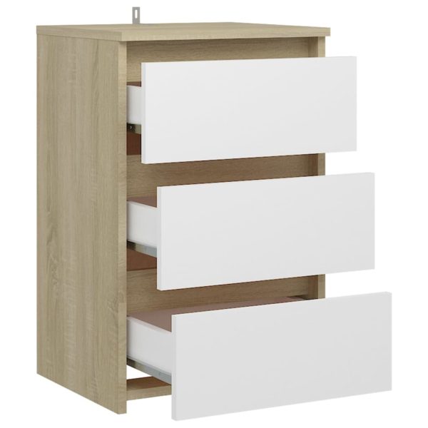 Carbon Bed Cabinet 40x35x62.5 cm Engineered Wood – White and Sonoma Oak, 2