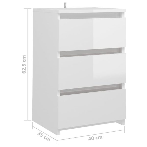 Carbon Bed Cabinet 40x35x62.5 cm Engineered Wood – High Gloss White, 2