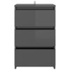 Carbon Bed Cabinet 40x35x62.5 cm Engineered Wood – High Gloss Grey, 1
