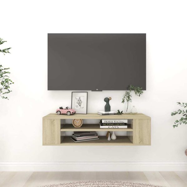 Neches Hanging TV Cabinet 100x30x26.5 cm Engineered Wood – Sonoma oak