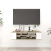 Neches Hanging TV Cabinet 100x30x26.5 cm Engineered Wood – White and Sonoma Oak