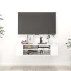 Neches Hanging TV Cabinet 100x30x26.5 cm Engineered Wood – High Gloss White