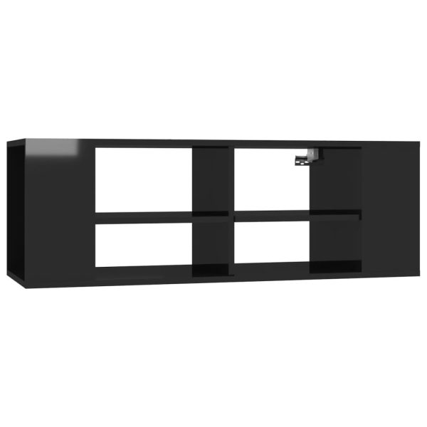 Corte Wall-Mounted TV Cabinet 102x35x35 cm Engineered Wood – High Gloss Black