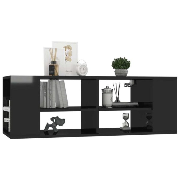 Corte Wall-Mounted TV Cabinet 102x35x35 cm Engineered Wood – High Gloss Black