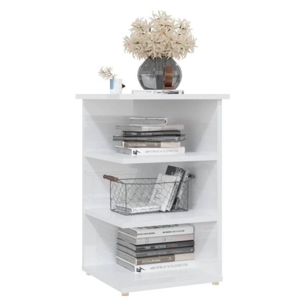 Campton Side Cabinet 35x35x55 cm Engineered Wood – High Gloss White