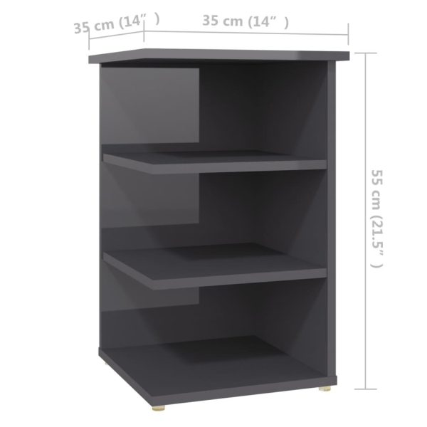 Campton Side Cabinet 35x35x55 cm Engineered Wood – High Gloss Grey