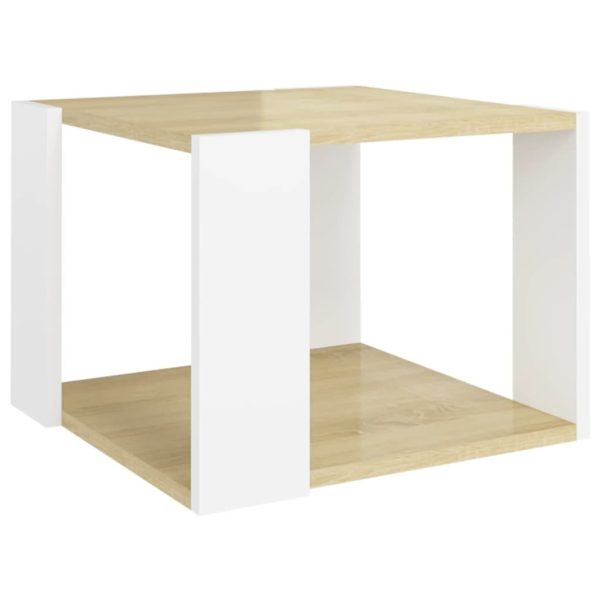 Coffee Table 40x40x30 cm Engineered Wood – Sonoma Oak and White