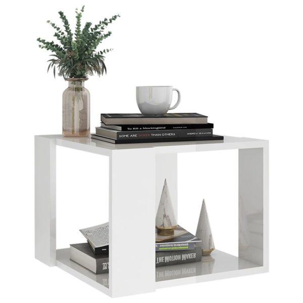 Coffee Table 40x40x30 cm Engineered Wood – High Gloss White