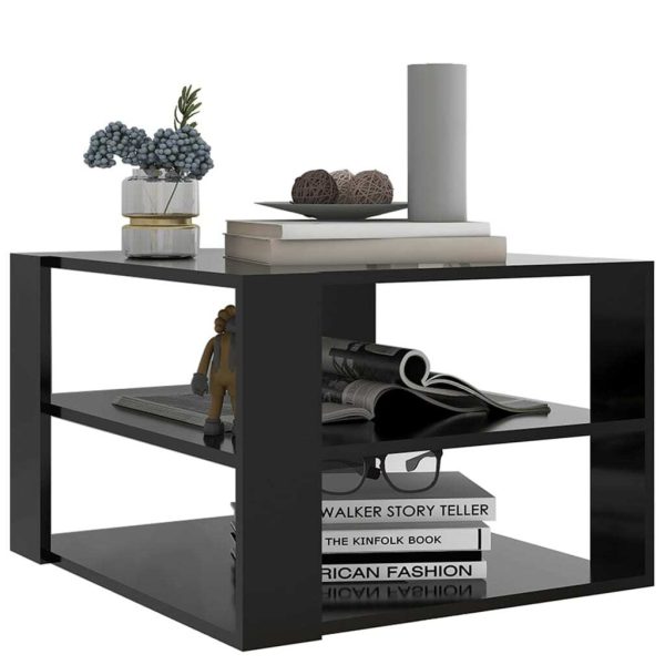 Coffee Table 60x60x40 cm Engineered Wood – Black