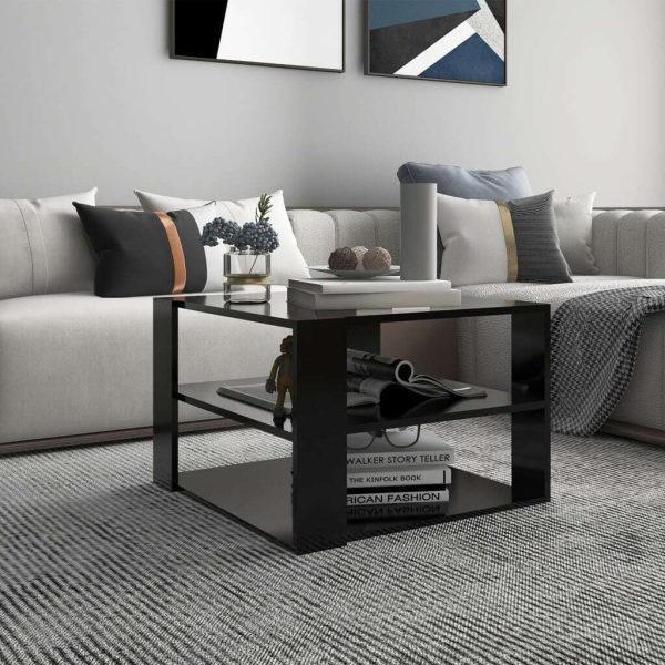 Coffee Table 60x60x40 cm Engineered Wood – Black