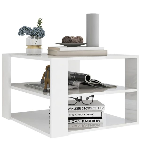 Coffee Table 60x60x40 cm Engineered Wood – High Gloss White