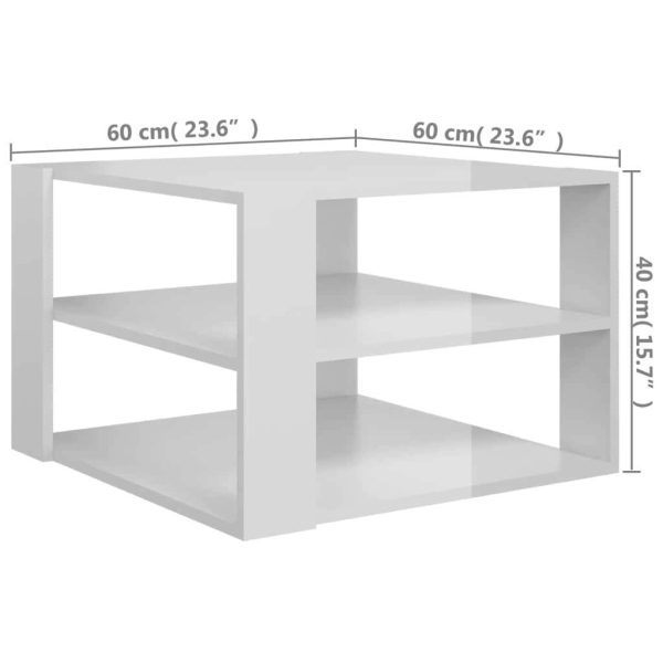 Coffee Table 60x60x40 cm Engineered Wood – High Gloss White