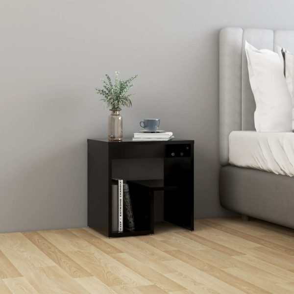 Geneva Bed Cabinet 40x30x40 cm Engineered Wood – Black, 2