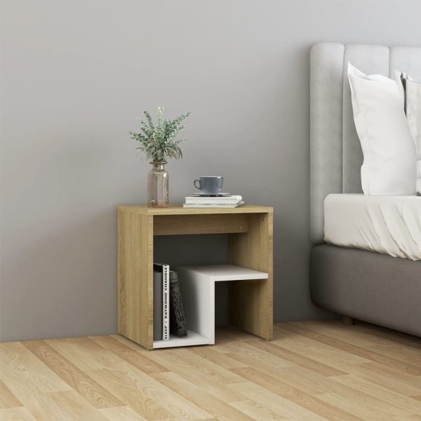 Geneva Bed Cabinet 40x30x40 cm Engineered Wood – White and Sonoma Oak, 1