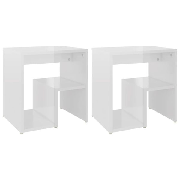Geneva Bed Cabinet 40x30x40 cm Engineered Wood – High Gloss White, 2