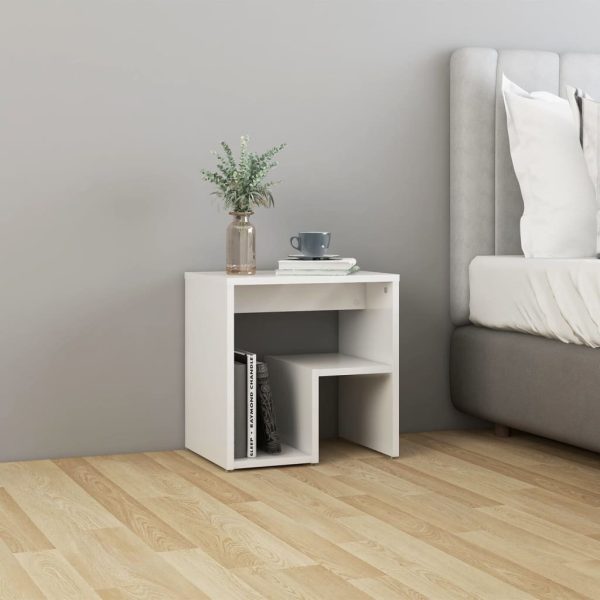 Geneva Bed Cabinet 40x30x40 cm Engineered Wood – High Gloss White, 2