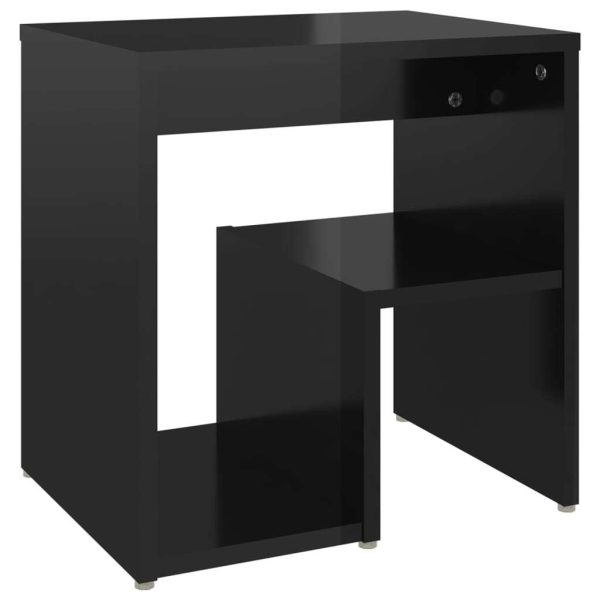 Geneva Bed Cabinet 40x30x40 cm Engineered Wood – High Gloss Black, 1