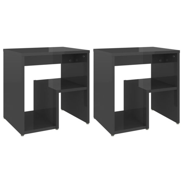 Geneva Bed Cabinet 40x30x40 cm Engineered Wood – High Gloss Grey, 2