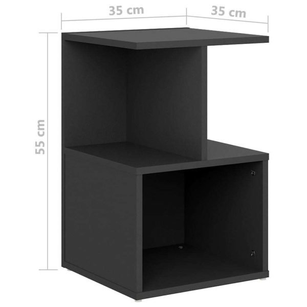 Bristol Bedside Cabinet 35x35x55 cm Engineered Wood – Grey, 2