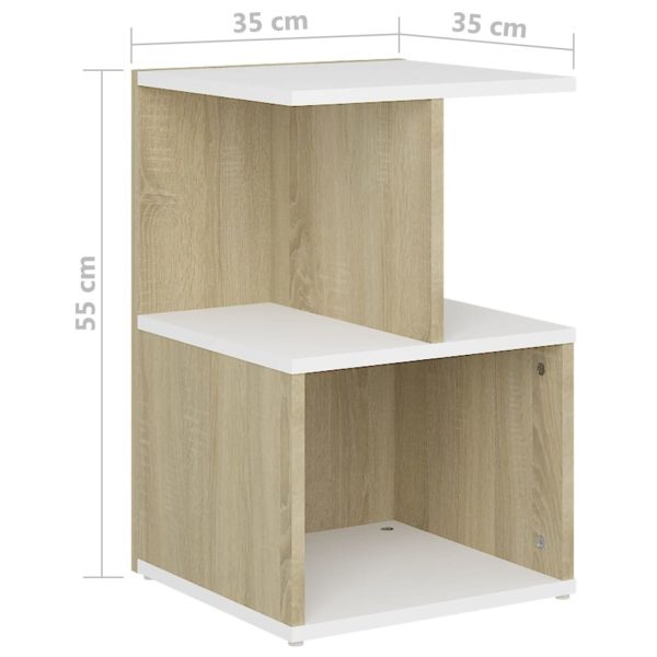 Bristol Bedside Cabinet 35x35x55 cm Engineered Wood – White and Sonoma Oak, 2