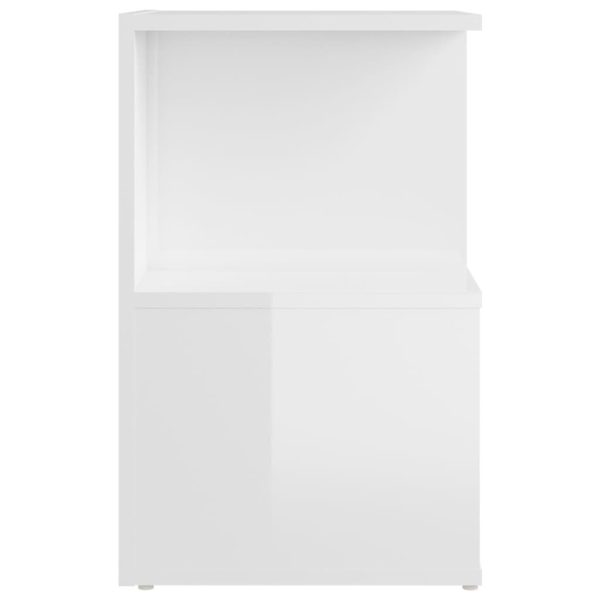 Bristol Bedside Cabinet 35x35x55 cm Engineered Wood – High Gloss White, 2