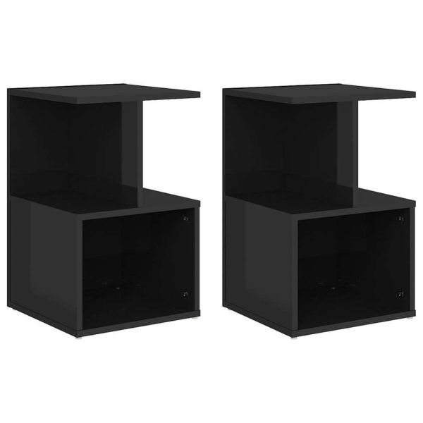 Bristol Bedside Cabinet 35x35x55 cm Engineered Wood – High Gloss Black, 2