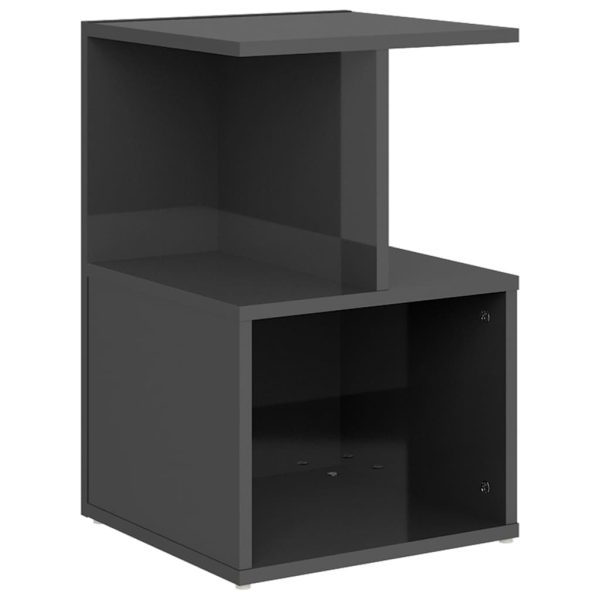 Bristol Bedside Cabinet 35x35x55 cm Engineered Wood – High Gloss Grey, 1