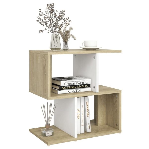 Allendale Bedside Cabinet 50x30x51.5 cm Engineered Wood – White and Sonoma Oak, 1