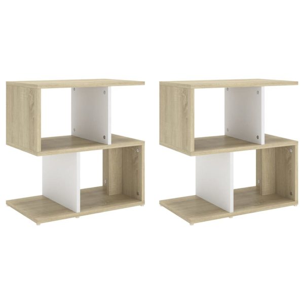 Allendale Bedside Cabinet 50x30x51.5 cm Engineered Wood – White and Sonoma Oak, 2
