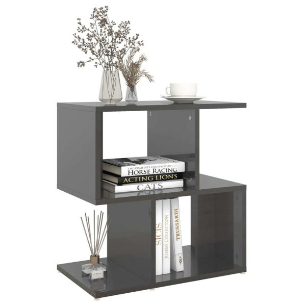 Allendale Bedside Cabinet 50x30x51.5 cm Engineered Wood – High Gloss Grey, 2