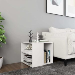 Rossmoor Side Table 50x50x45 cm Engineered Wood – High Gloss White