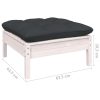 Garden Footstool with Cushion Solid Pinewood – White