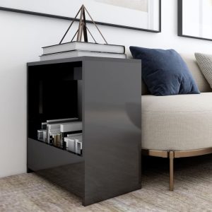 Prosper Side Table 50x26x50 cm Engineered Wood – High Gloss Grey