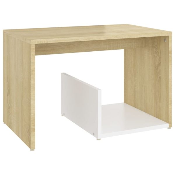 Vandalia Side Table 59x36x38 cm Engineered Wood – White and Sonoma Oak