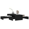 Nesting Coffee Table Set 100x100x26.5 cm Engineered Wood – Black