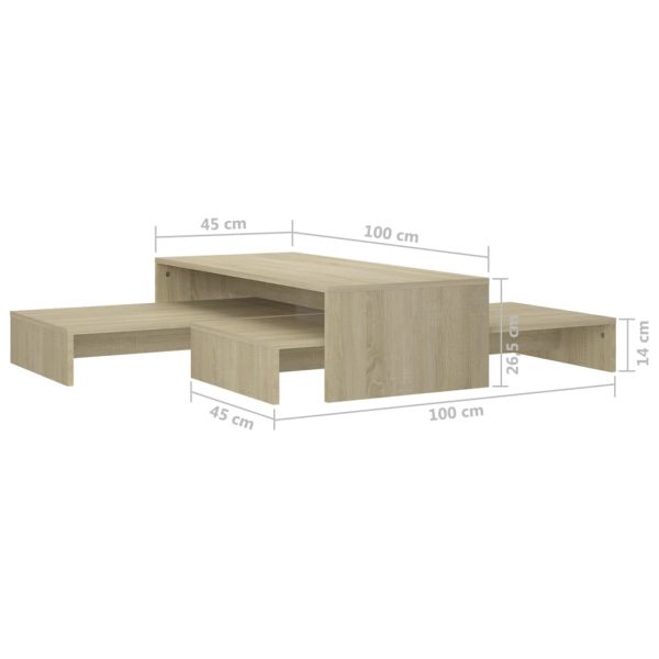 Nesting Coffee Table Set 100x100x26.5 cm Engineered Wood – Sonoma oak