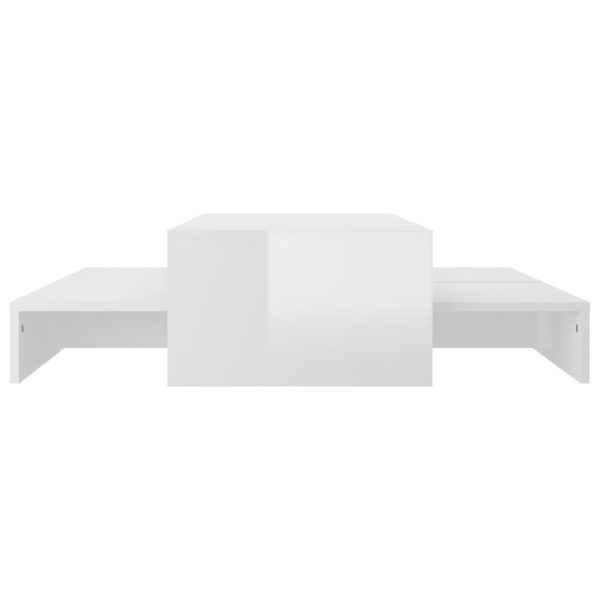Nesting Coffee Table Set 100x100x26.5 cm Engineered Wood – High Gloss White