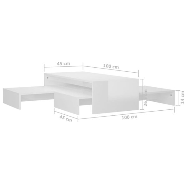 Nesting Coffee Table Set 100x100x26.5 cm Engineered Wood – High Gloss White