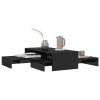 Nesting Coffee Table Set 100x100x26.5 cm Engineered Wood – High Gloss Black