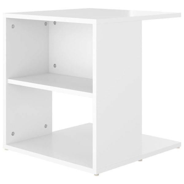 Elma Side Table 45x45x48 cm Engineered Wood – High Gloss White