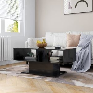 Coffee Table 103.5x50x44.5 cm Engineered Wood – High Gloss Black