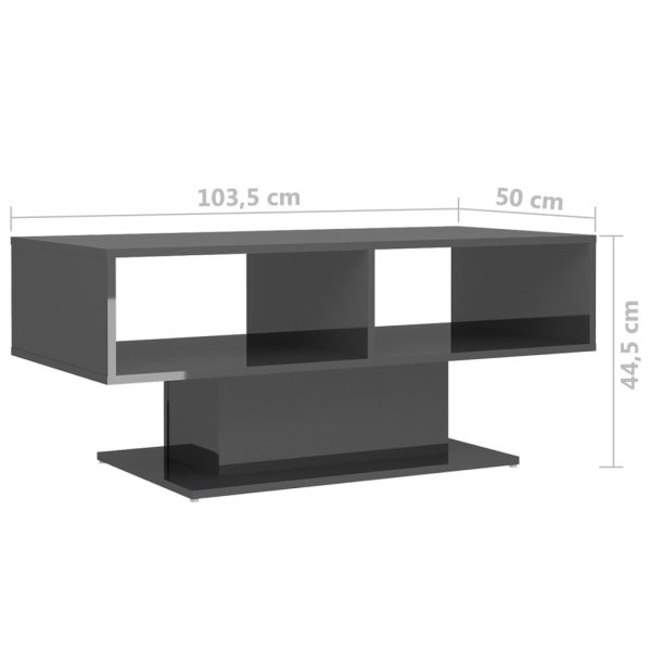 Coffee Table 103.5x50x44.5 cm Engineered Wood – High Gloss Grey