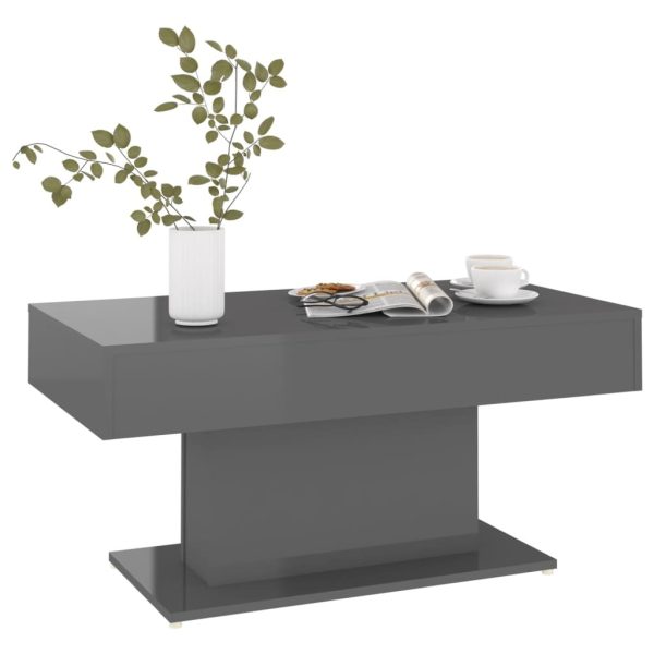 Coffee Table 96x50x45 cm Engineered Wood – High Gloss Grey