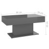 Coffee Table 96x50x45 cm Engineered Wood – High Gloss Grey