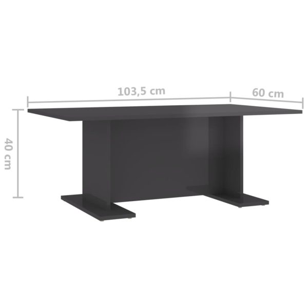 Coffee Table 103.5x60x40 cm Engineered Wood – High Gloss Grey
