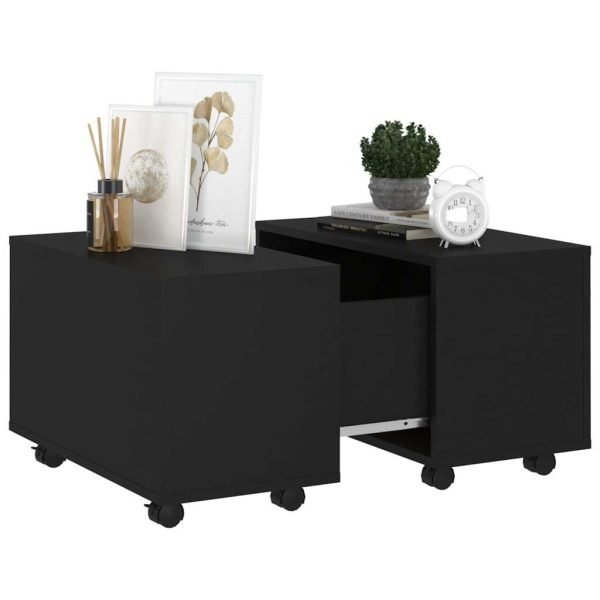 Coffee Table 60x60x38 cm Engineered Wood – Black