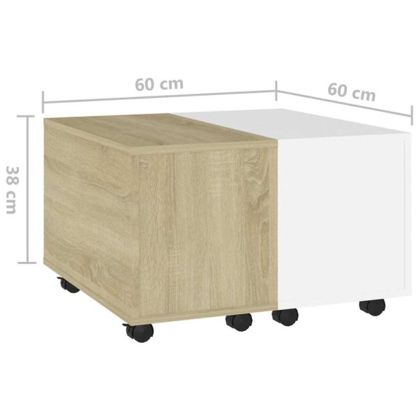 Coffee Table 60x60x38 cm Engineered Wood – White and Sonoma Oak