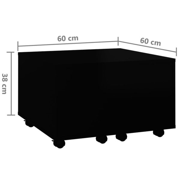 Coffee Table 60x60x38 cm Engineered Wood – High Gloss Black