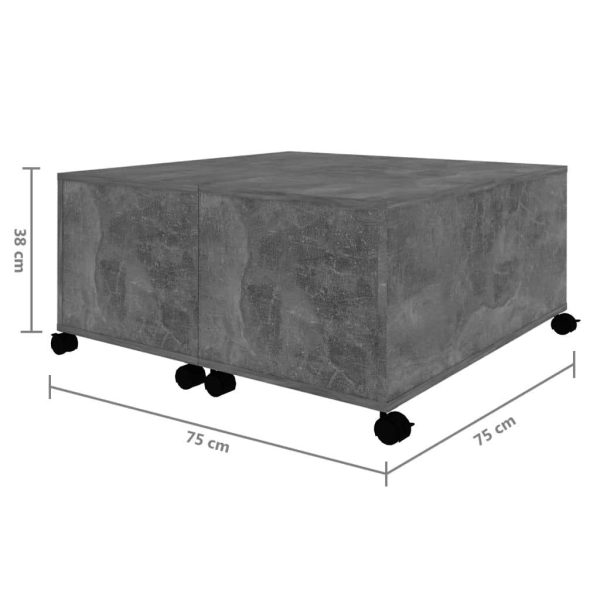 Coffee Table 75x75x38 cm Engineered Wood – Concrete Grey