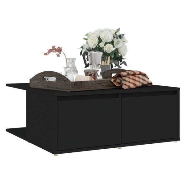 Coffee Table 80x80x31 cm Engineered Wood – Black